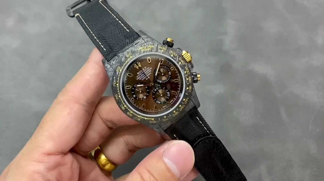 Rolex Daytona 40mm DIW Carbon Case Chocolate Dial Nylon Strap Mens Watch