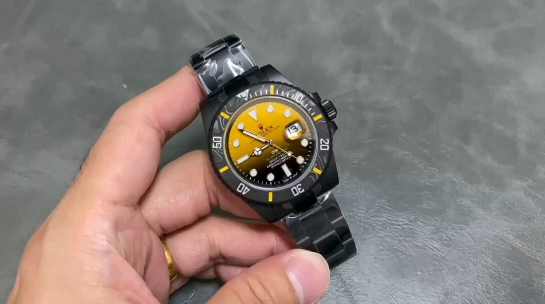Rolex Submariner 116610 PVD-DLC Stainless Steel Carbon Fiber Bezel Yellow & Black Dial