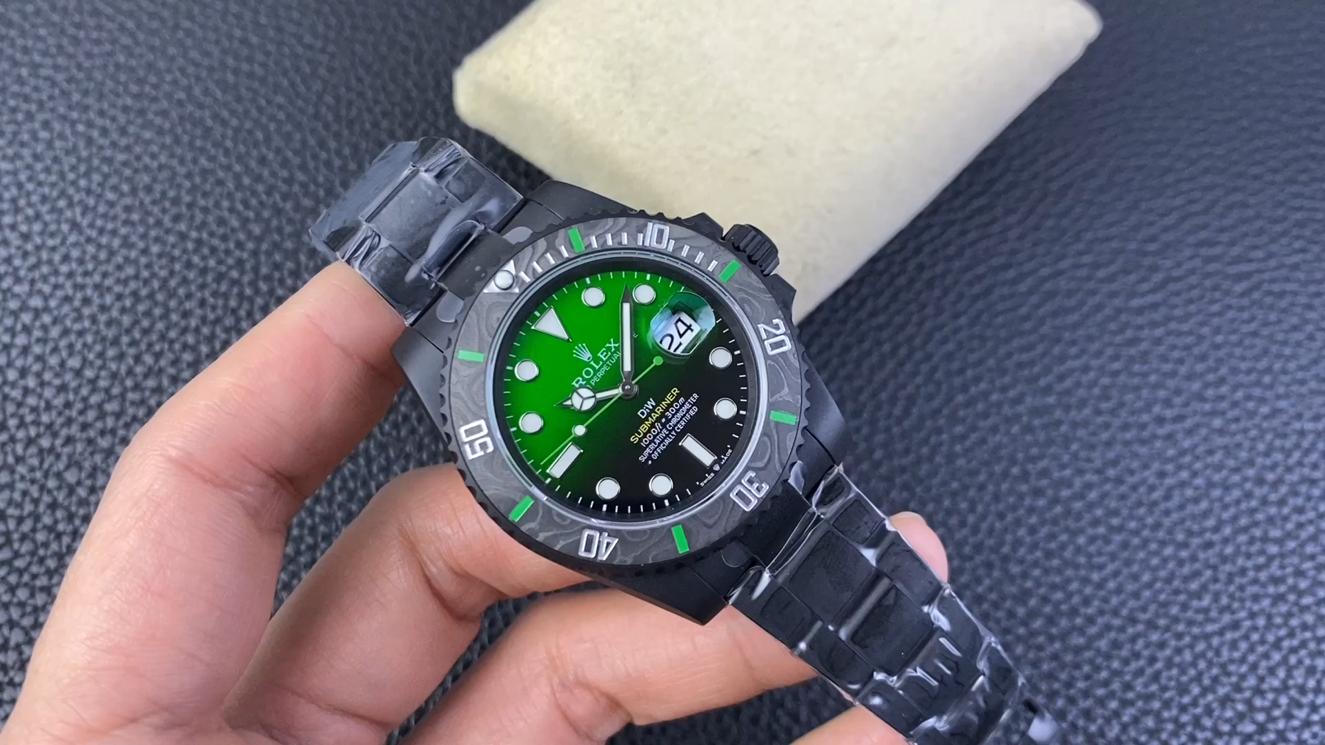 Rolex Submariner 116610LV PVD-DLC Stainless Steel Carbon Fiber Bezel Green Dial