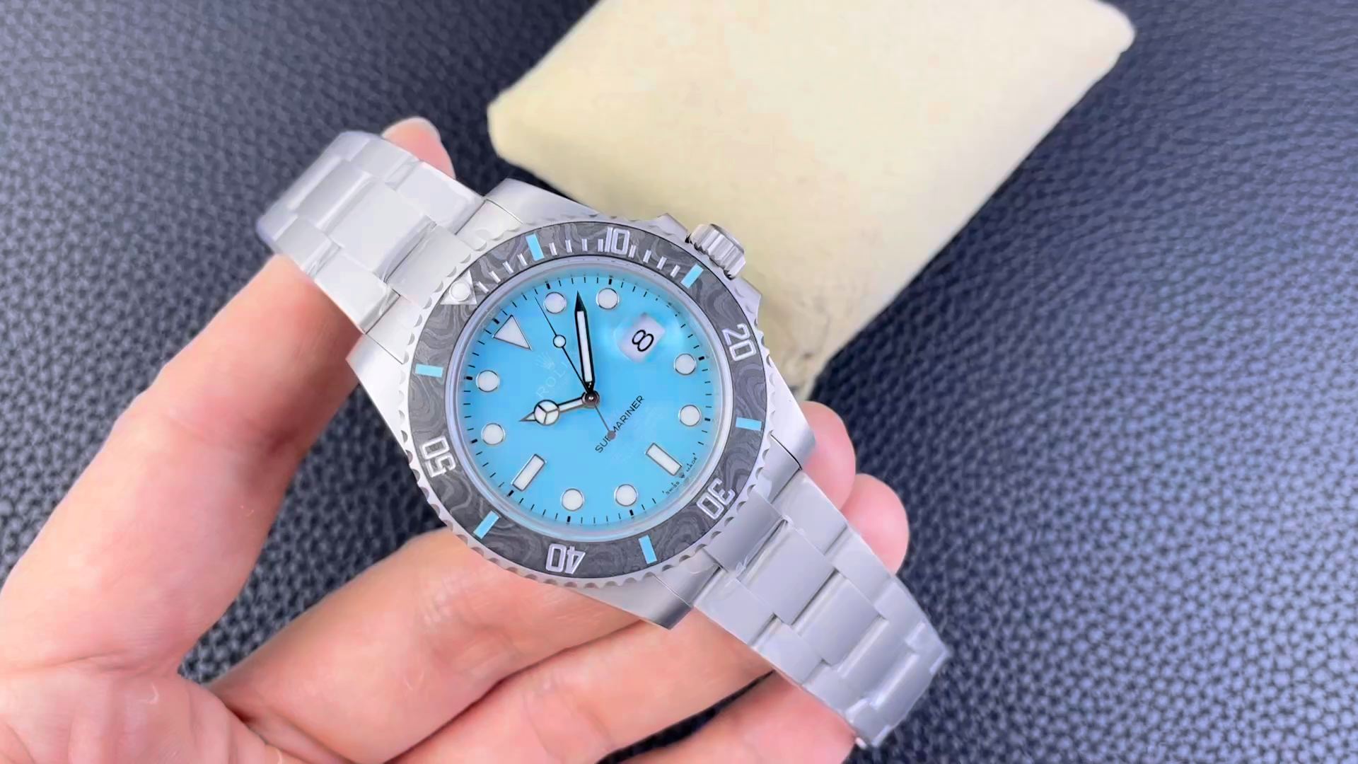 Rolex Submariner Sandblasted DIWF Edition Carbon Bezel Tiffany Ice Blue Dial