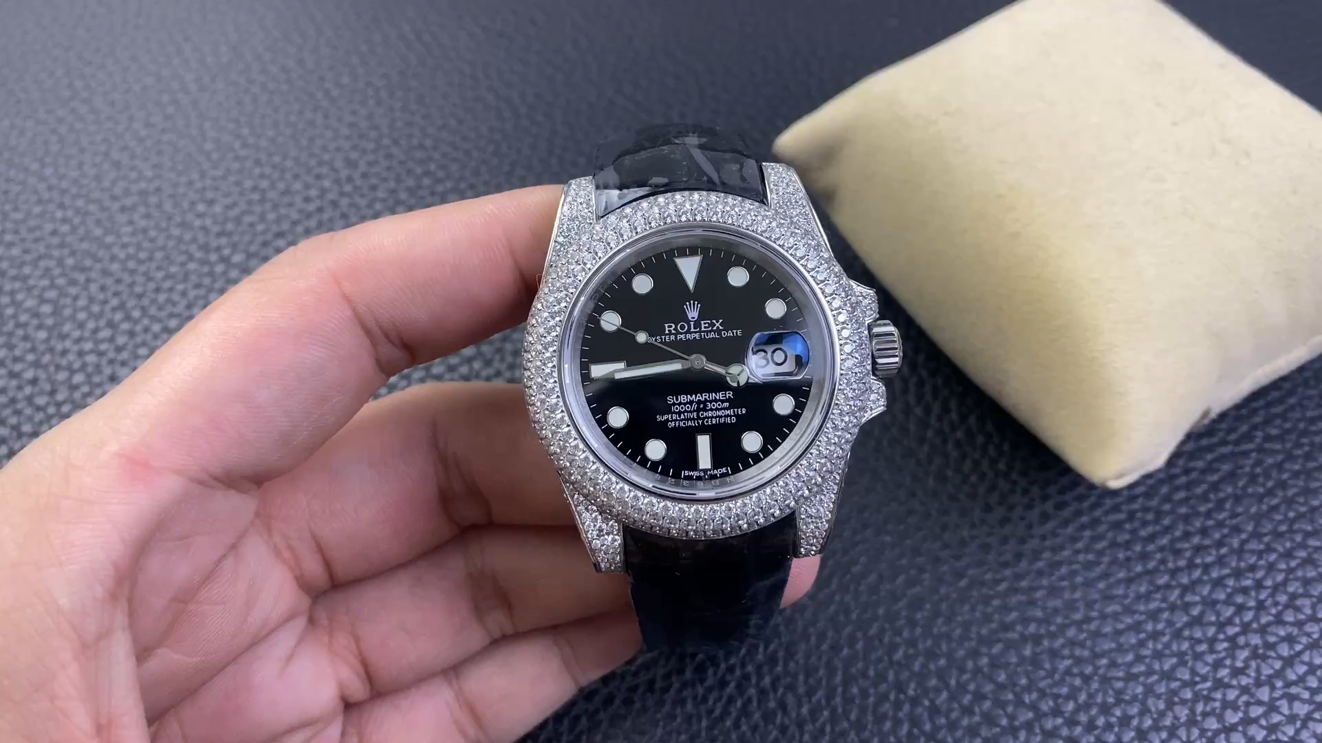 Rolex Submariner Diamond Case Black Dial 116610 40MM Men's Watch