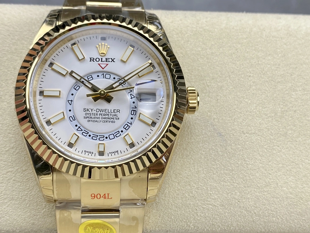 Rolex Sky Dweller Yellow Gold White Dial Oyster M336938 0003 Men's Replica Watch