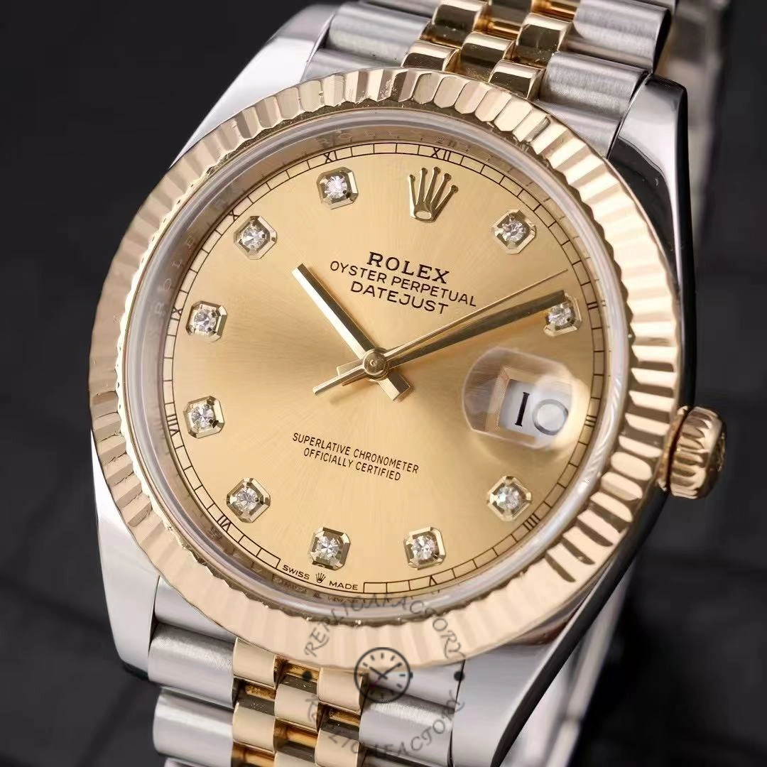 2022 Rolex Datejust Champagne Diamond Dial Two Tone M126333-0012 41mm Mens Replica Watch