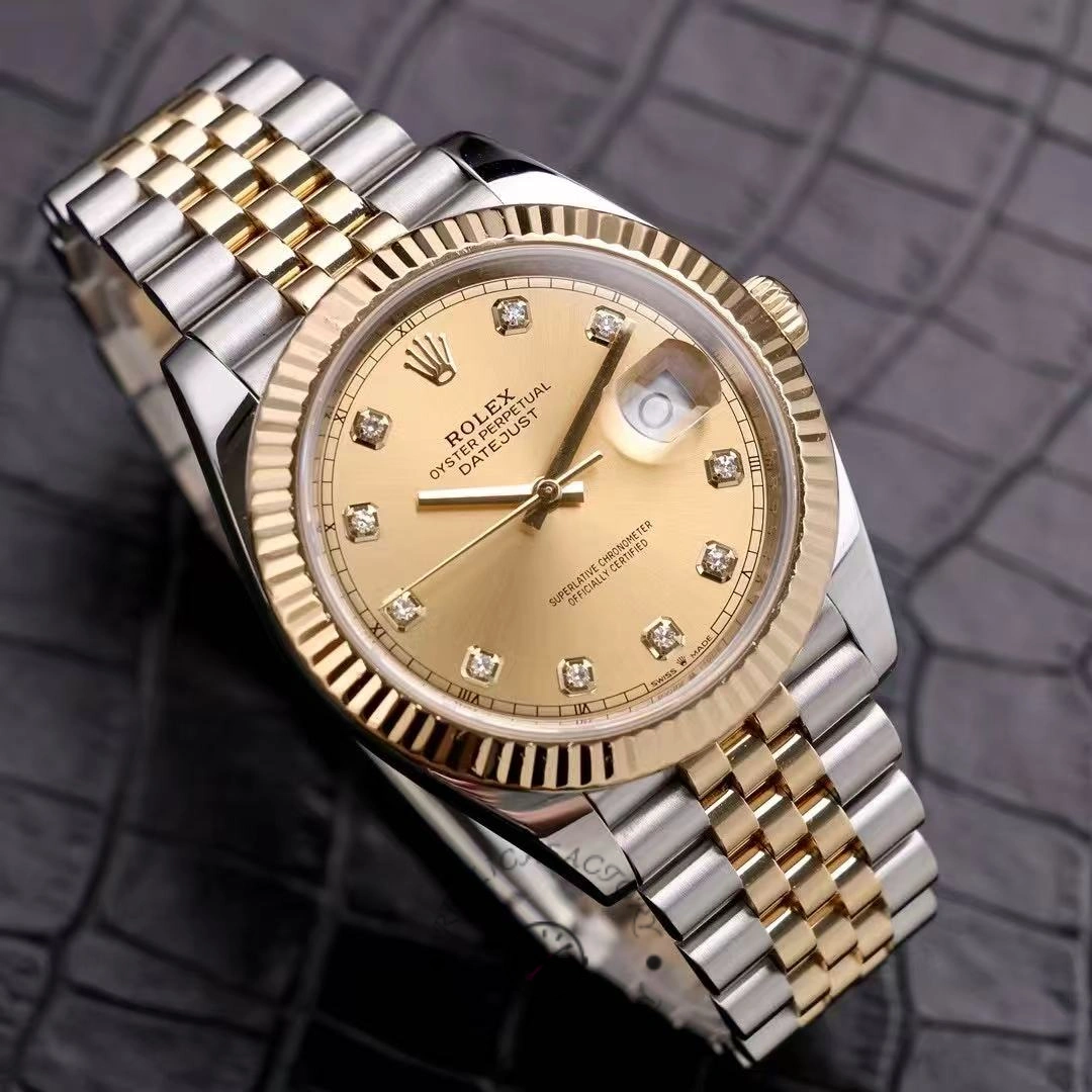 2022 Rolex Datejust Champagne Diamond Dial Two Tone M126333-0012 41mm Mens Replica Watch