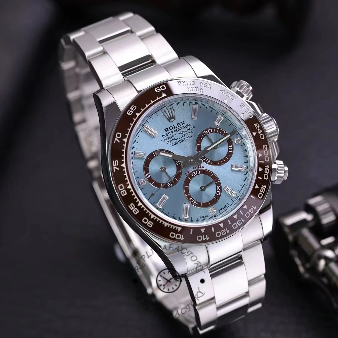 Rolex Platinum Cosmograph Daytona Ice Blue Ice Blue Diamond Baguette Mark 126506 0002