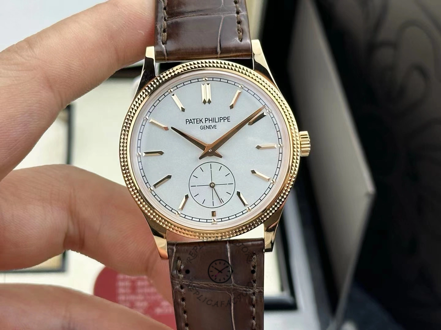 Patek Philippe Calatrava Small Seconds White Dial Leather Strap 6119R 001 Watch