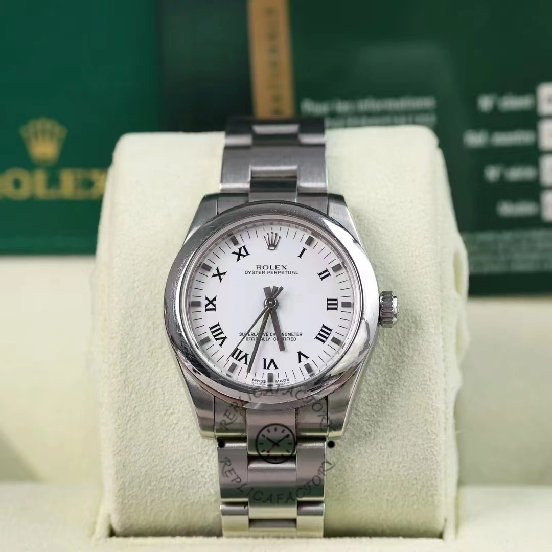 Rolex Oyster Perpetual 177200 White Roman Dial Oyster Bracelet 31mm Lady Replica Watch