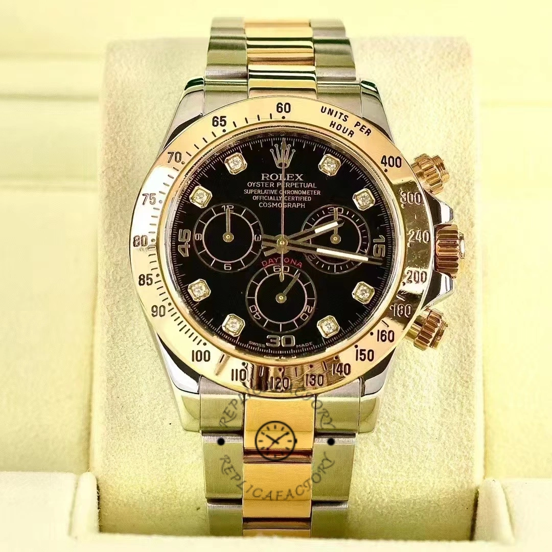 Rolex Daytona 116523 Stainless Steel Black Diamond Dial 40mm Mens Replica Watch