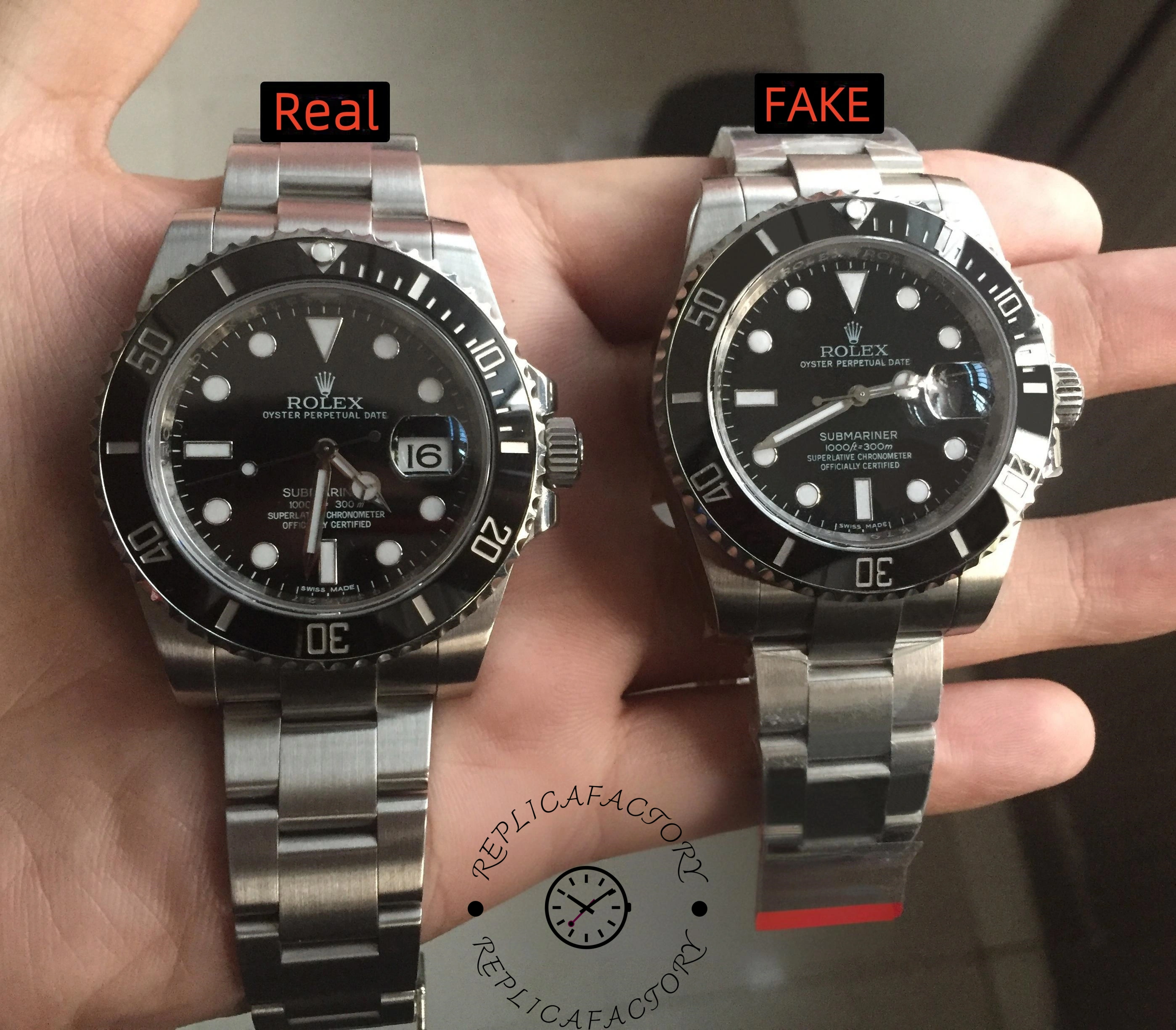Real vs fake Rolex Submariner  comparison chart