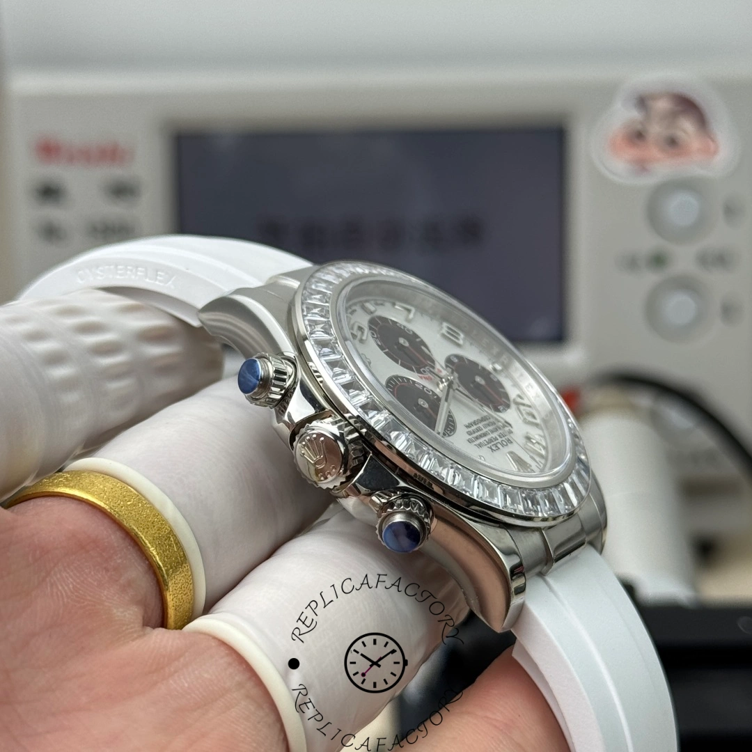 Rolex Daytona White Dial Rubber Strap 116519 Diamond Edition