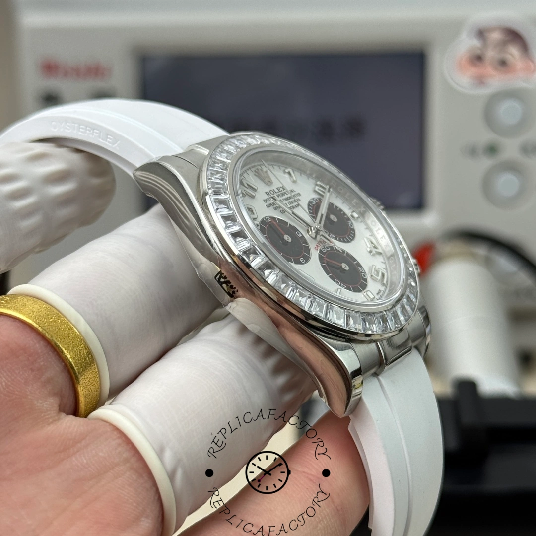 Rolex Daytona White Dial Rubber Strap 116519 Diamond Edition
