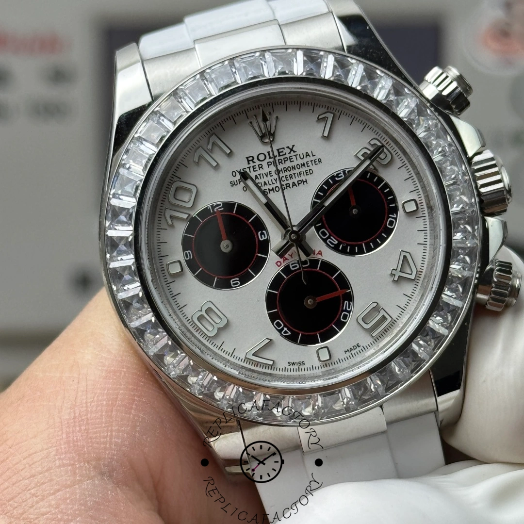 Rolex Daytona White Dial Rubber Strap 116519 Diamond Edition