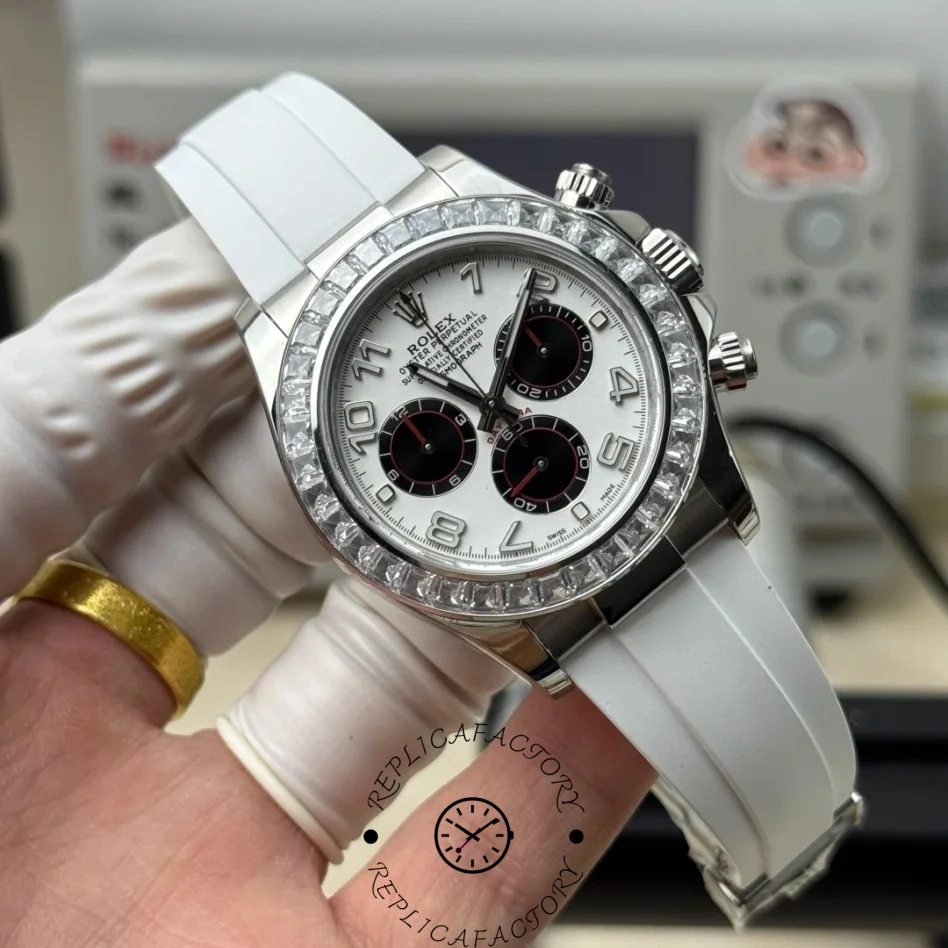 Rolex Daytona White Dial Rubber Strap 116519 Diamond Edition