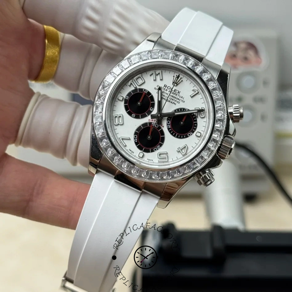 Rolex Daytona White Dial Rubber Strap 116519 Diamond Edition