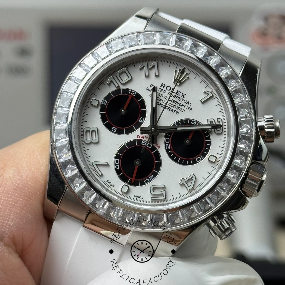 Rolex Daytona White Dial Rubber Strap 116519 Diamond Edition