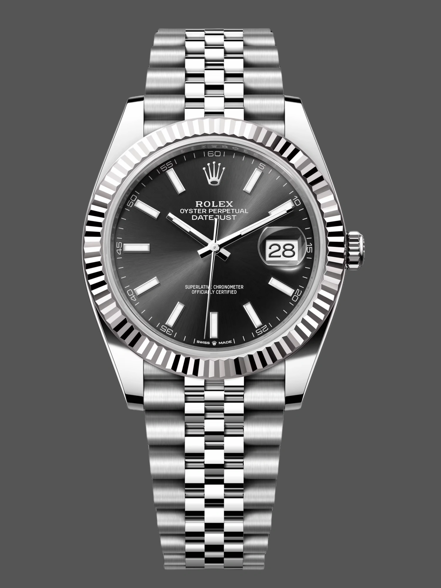 Rolex Datejust 41mm Stainless Steel 126334 0018 Black Index Jubilee