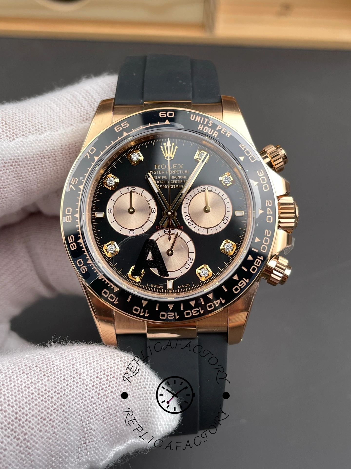 Rolex Daytona Everose Rubber 126515LN 0004 Black Dial Diamond Watch