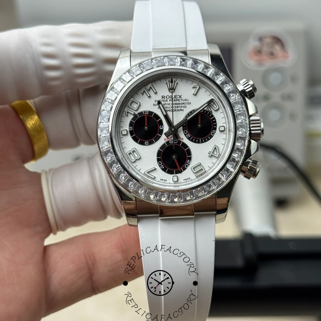 Rolex Daytona White Dial Rubber Strap 116519 Diamond Edition