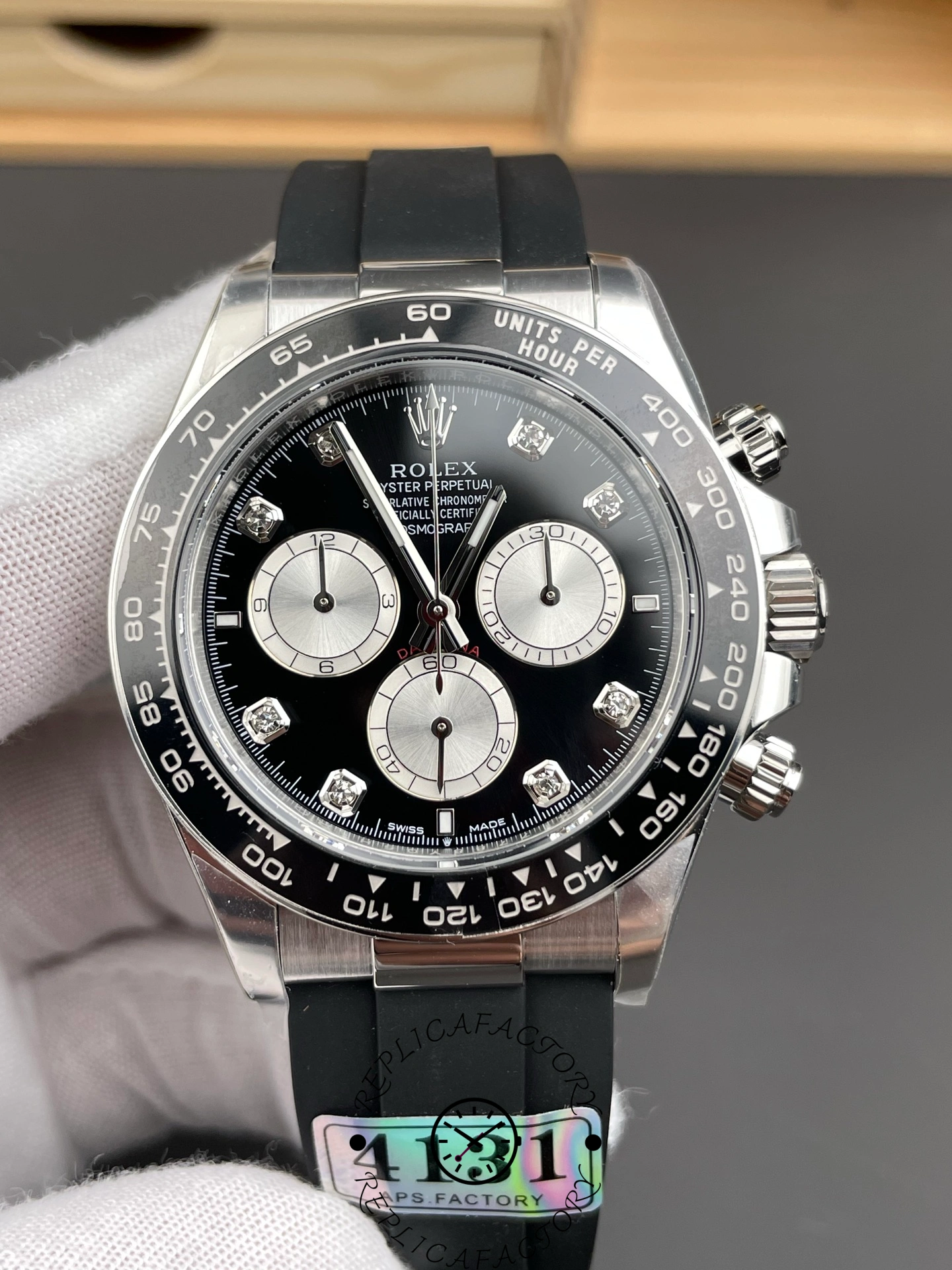 Rolex Cosmograph Daytona White Gold 126519LN 0004 Bright Black Steel Diamond