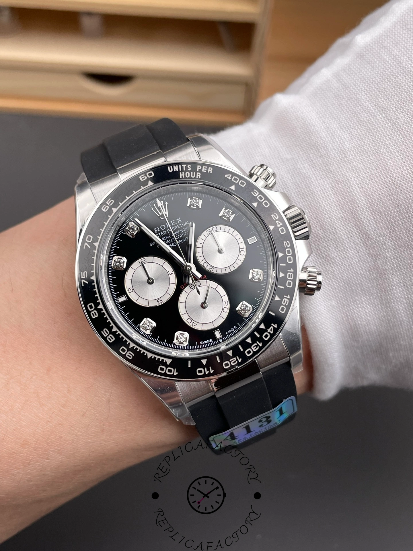 Rolex Cosmograph Daytona White Gold 126519LN 0004 Bright Black Steel Diamond