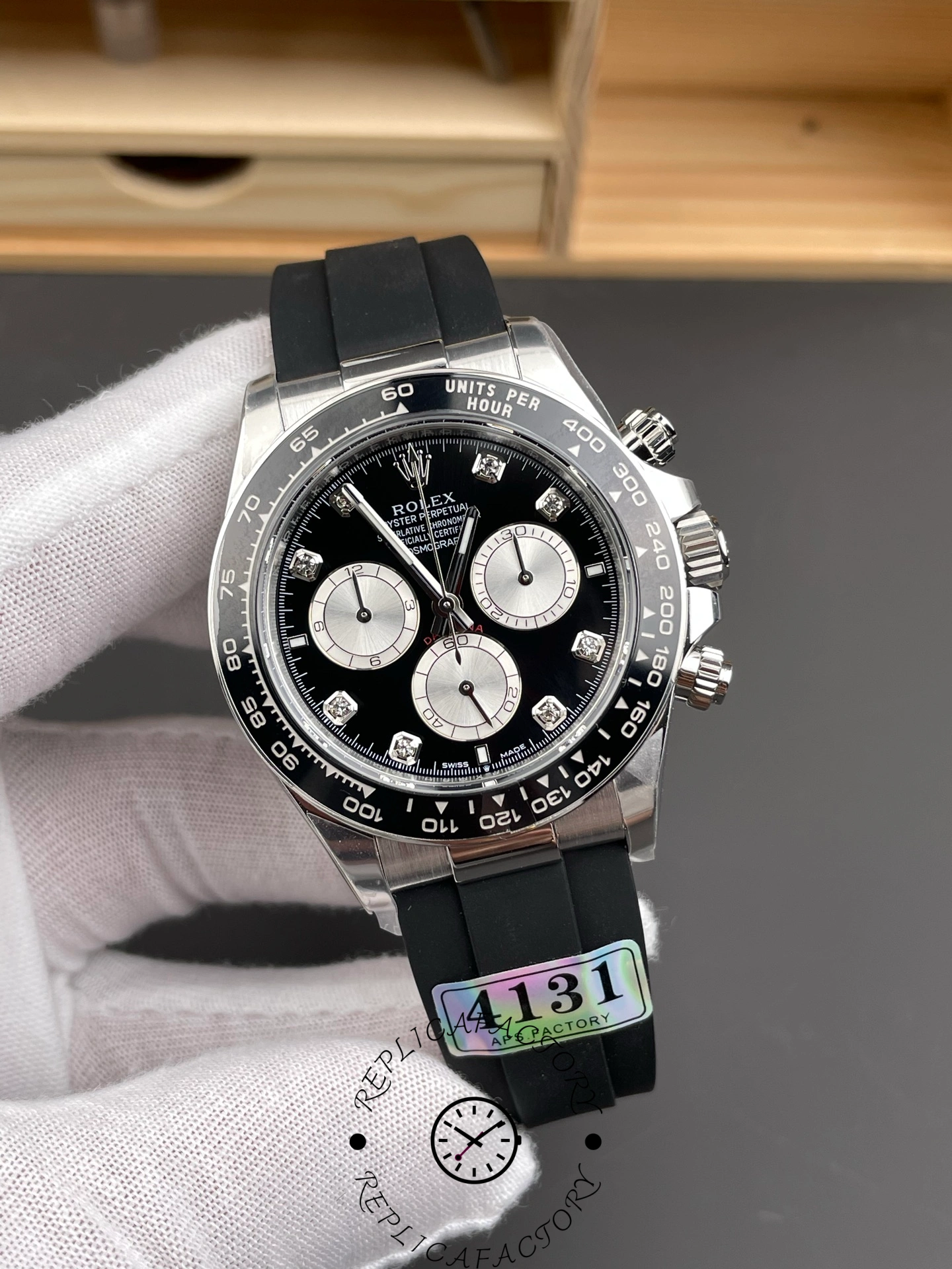 Rolex Cosmograph Daytona White Gold 126519LN 0004 Bright Black Steel Diamond