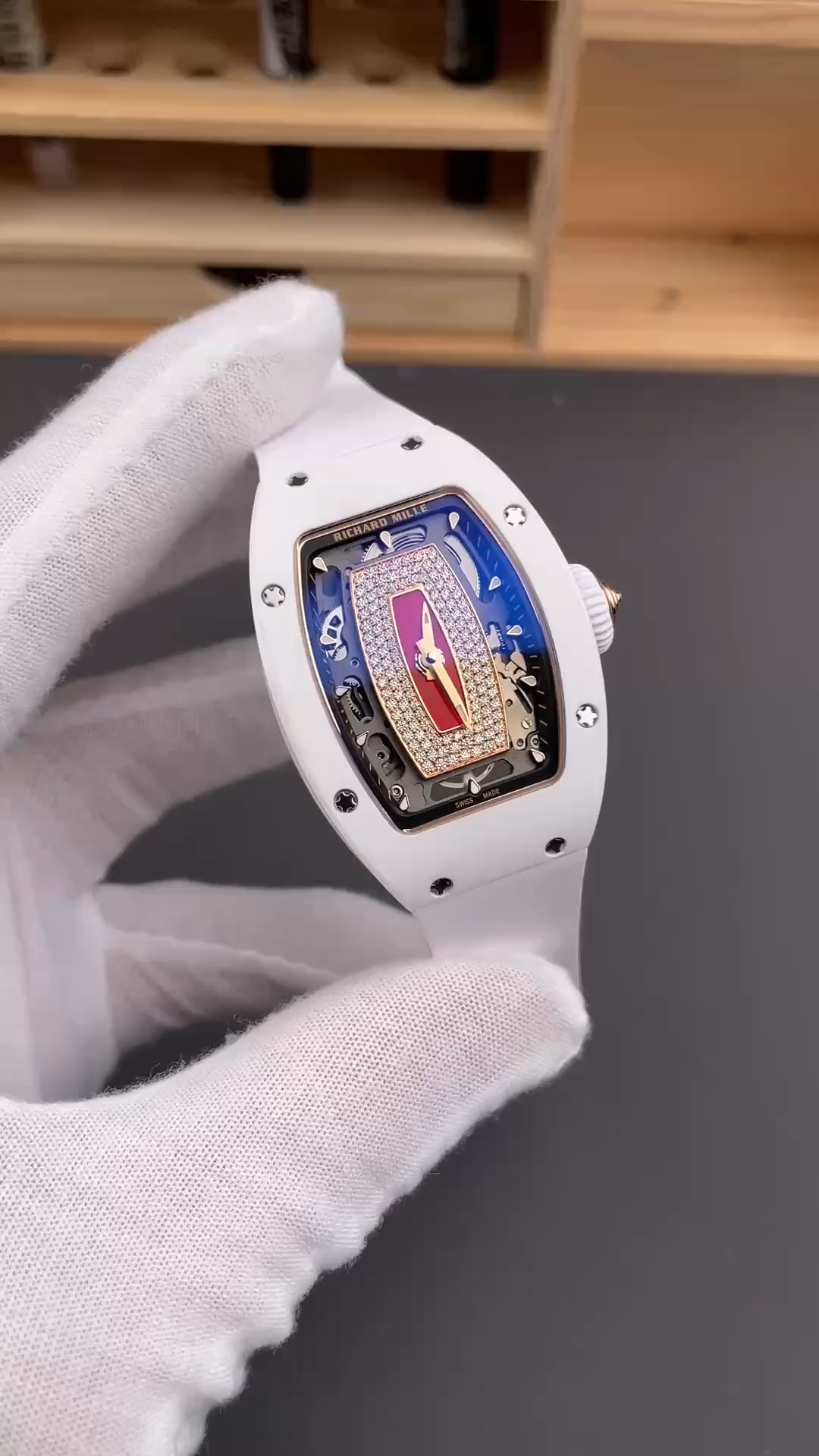 1:1 Clone Richard Mille RM 07 RM07-01 White Gold Skeletonized