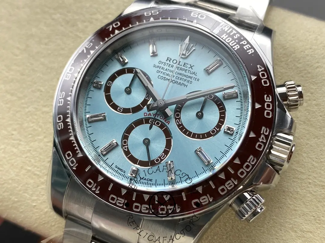 Rolex Platinum Cosmograph Daytona Ice Blue Ice Blue Diamond Baguette Mark 126506 0002