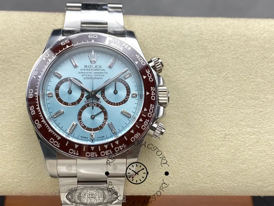 Rolex Platinum Cosmograph Daytona Ice Blue Ice Blue Diamond Baguette Mark 126506 0002