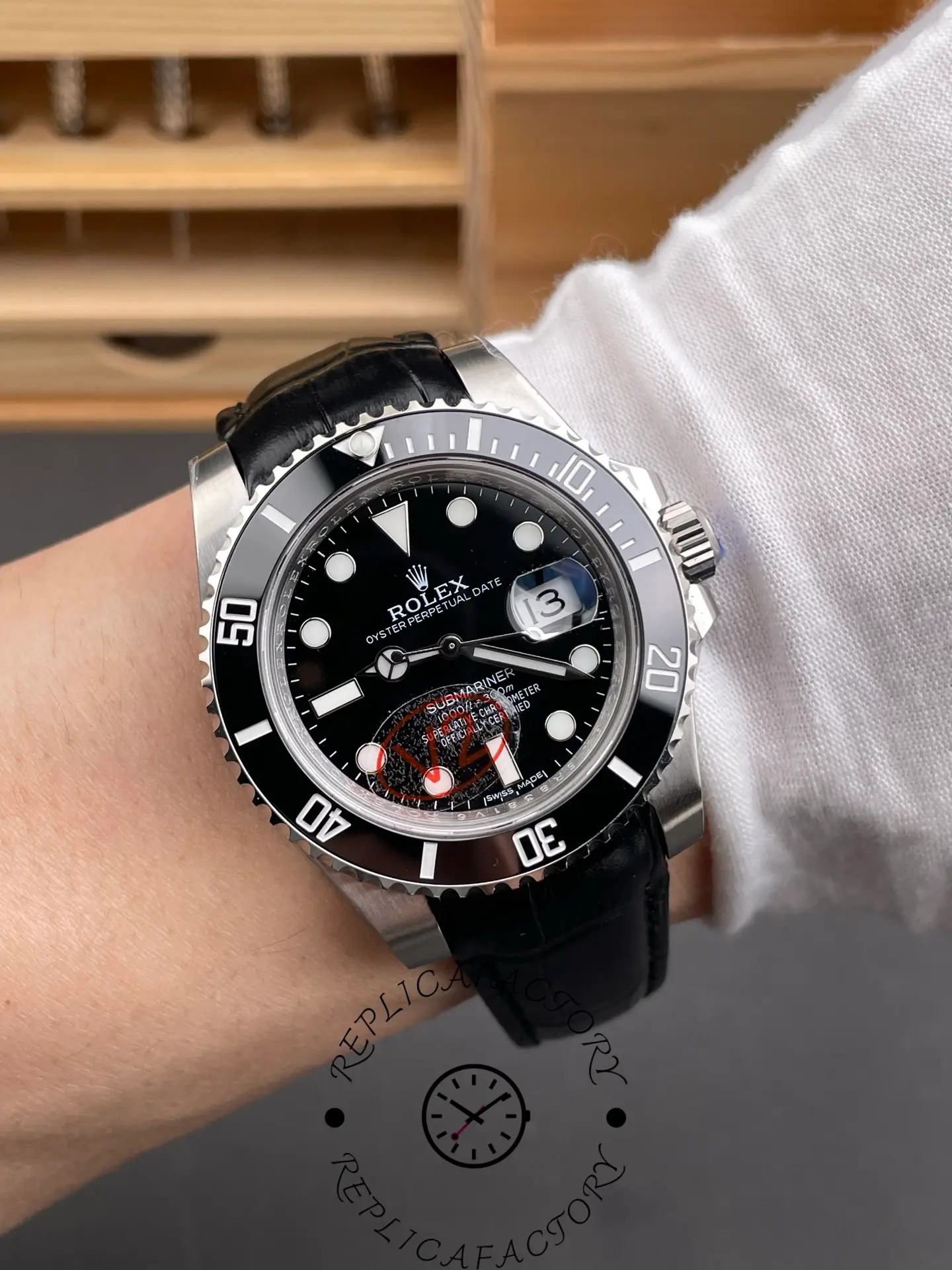 Rolex Submariner 116610LN 1:1 Clone Black Dial Leather Strap
